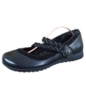 Aetrex Ada Womens Mary Jane Shoes Size 7 Black Leather Braided Comfort Flats